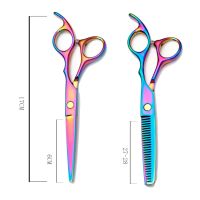 Professional Japan 440c Steel 6inch Rainbow Cut Hair Scissors Set Cutting Shears Thinning Barber Scissor Hairdressing Scissors
