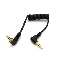 Angled Retractable Spring Coiled 3.5mm Jack Male To Male Stereo Audio AUX Cable