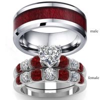 2021 Couple Gold Color Garnet Men Wedding Engagement Band Day Jewelry