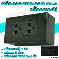 บล็อกลอย ขนาด 2x4 นิ้ว พร้อม ปลั๊กกราวด์คู่ 1 ตัว สีดำ (G-22) * ยกลัง 12 ชุด *