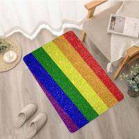 Rainbow Flag Pattern พิมพ์พรมเช็ดเท้าสำหรับห้องน้ำห้องครัว Entrance พรมตกแต่งบ้าน