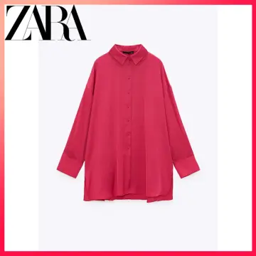 Zara polka dot blouse with contrasting collar in 2023