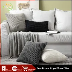 Corduroy Cushion Pillow Cover Plain Striped Throw Pillow Case