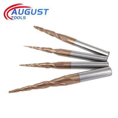 Augusttools ทังสเตนคาร์ไบด์มิลล์ปลายเรียวปลายจมูก HRC60 หัวกัดซีเอ็นซีเรียวหัวกัดไม้หัวกัดโลหะ