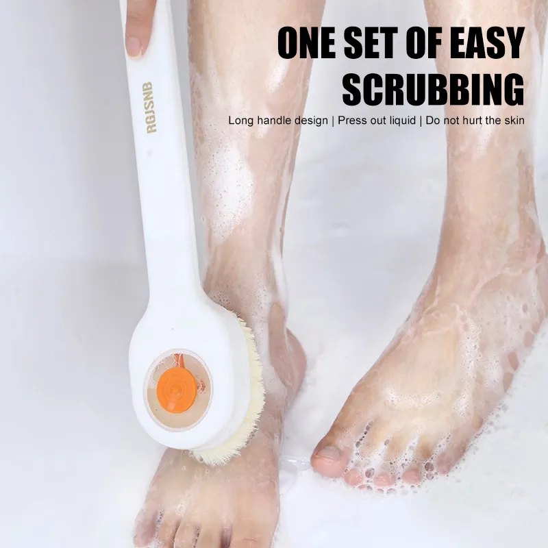 Long Handle Bath Massage Cleaning Brush with Soap Dispenser, Body Brush  Back Scrubber Storable Body Wash, Exfoliating Bath Brush, Cleaning Massage