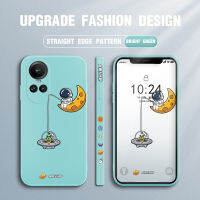 เคสสำหรับ OPPO Reno10 Pro 5G เคสโทรศัพท์ลายการ์ตูนน่ารักนักบินอวกาศเรือบินคลุมทั้งหมดของเหลวรูปแบบขอบสี่เหลี่ยมเคสปกป้องกล้องปลอกซิลิโคน