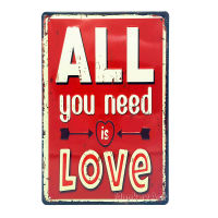 ป้ายสังกะสีวินเทจ All you Need is Love (ปั๊มนูน)