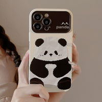 กรอบเคสโทรศัพท์เลนส์หน้าต่างคมชัดแพนด้าใช้ได้กับ IPhone14 13 12 11 Pro Max XS ฝาหลังนิ่มกันกระแทกเรียบลื่น