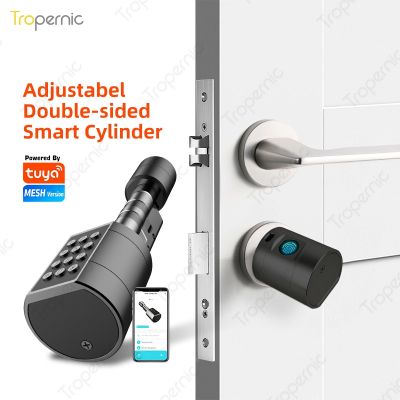 【YF】 60mm Keyless Euro Profile Cylinder Tuya BLE Smart Door Lock Fingerprint Electronic Core APP Remote Control Key Unlo