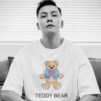 Teddy Bear Fashion Brand Casual Fashion Printing Summer Breathable Sweat Absorbing Neutral Loose Cotton round Neck Short Sleeve Mens plus Size T-shirt Top Short Sleeve Loose T-shirt Shirt Clothes G5CH