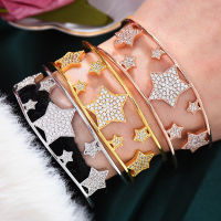 GODKI Luxury Star Wide Bangle with micro Full cz paved Bohemian Cuff Bracelets For Women Femme Fashion Jewelry