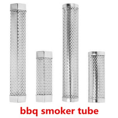 Round Square 6/12 inches BBQ Wood Pellet Smoker Tube Stainless Steel Smoke Generator Mesh Pipe for Grill Hot or Cold Smoking Tapestries Hangings