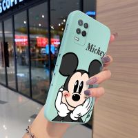 YIWESAN เคสสำหรับ Realme V15 5G เคสโทรศัพท์ซิลิโคนนิ่มทรงสี่เหลี่ยมดีไซน์ใหม่ลายการ์ตูนมิกกี้เมาส์น่ารักฝาครอบทั้งหมด เคสป้องกันกล้องกันกระแทกขอบสี่เหลี่ยมด้านข้าง