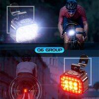 ◊ USB Charge Bright Bicycle Front Rear Cycling Headlight Taillight Lamp Bead Waterproof Aluminum Alloy Bike Lamp LED Light Set