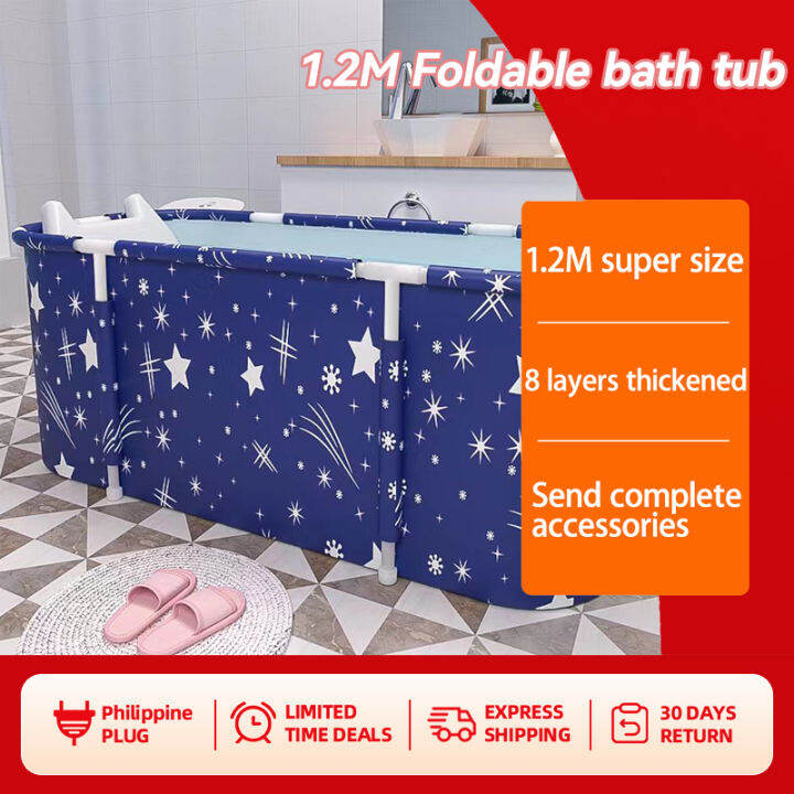1.2 M Large Portable Bathtub 2 Adults New Folding Bath Bucket SixLayer