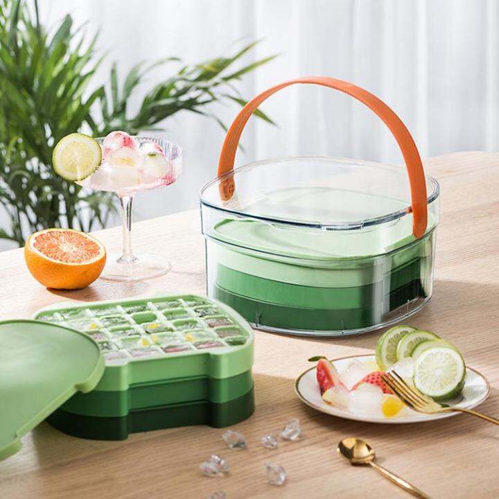 Ice Cube Tray With Lid And Container Ice Freezer Container Dual Seal
