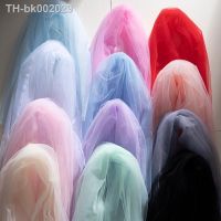 ☫ New Fog mesh gauze fabric soft handmade DIY solid color lace head veil transparent tulle garment fabric