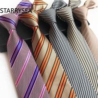 Fashion Formal Suit Leisure Neckwear Necktie 8cm Check Striped Blue Gray Jacquard 100 Silk Ties Mens Neck Ties