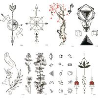 【YF】 Lovely Black Compass Arrow Temporary Tattoo Red Plum Tiger Waterproof Men Body Arm Art Tatoo Stickers Women Hands Paste