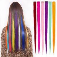 【jw】✾  1 Fashion Colorful Seamless Piece Straight Hair Wig With Color Clip Extension