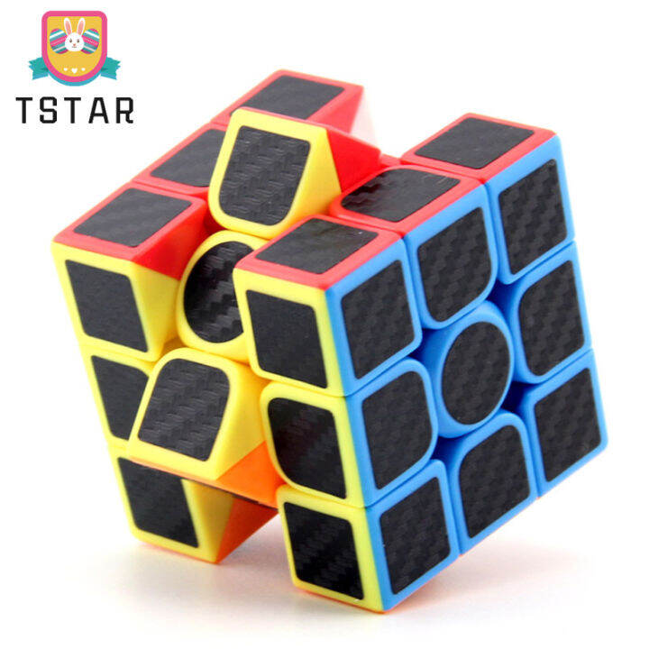 ts-ready-stock-3x3-magic-cube-สติ๊กเกอร์คาร์บอนไฟเบอร์-smooth-speed-cube-children-decompression-puzzle-toys-cod