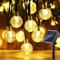 8 Modes Solar String Lights Outdoor 60 LED Crystal Ball Lights Waterproof Fairy Lights For Christmas Party Garden Decoration