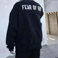 ด้านหลัง เย็บปักถักร้อยคอกลมสายหลักที่ห้า OFFOG ผ้าติด FEAR เสื้อกันหนาวแขนยาว รุ่นเดียวกับบีเบอร์ ตัวอักษร