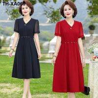 chiffon dress for middle-aged mothers 2023 new fashion and elderly women summer maternity slimming