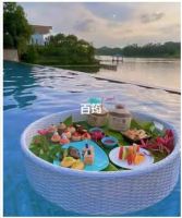 ❁ Round dining tray floating vacation village photo taking rattan weaving internet celebrity hotel homestay basket