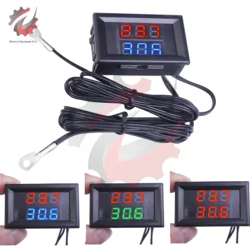 DC 4-28V Red+Blue Fahrenheit Dual Display Digital Thermometer with