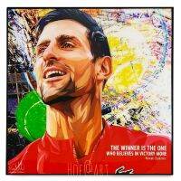 Novak Djokovic โนวัค จอโควิช Tennis นักเทนนิส รูปภาพ​ติด​ผนัง​ pop art​ พร้อมกรอบและที่แขวน กรอบรูป​​ นักกีฬา ของขวัญ​​ แต่งบ้าน รูปภาพ