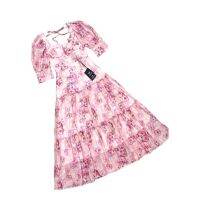 P016-022 PIMNADACLOSET - Pink Rose Blurry Dress