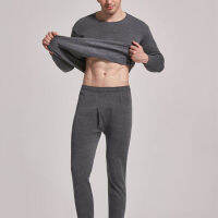 Lof Men S Thermals เสื้อผ้ากางเกงฤดูหนาวขนแกะยาวจอห์นชุดชั้นในความร้อนชุดคอกลมหนากำมะหยี่