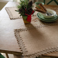 2pcs Linen Openwork Lace Placemat Pad Dining Table Mats Coaster Coffee Cup Non-slip Mat Kitchen Placemat Home Decor