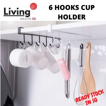 Creative 6 Hooks Cabinet Hanger Wardrobe Holder Cup Shelf Clothing