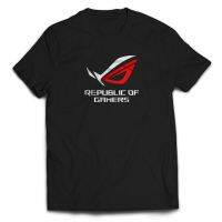 เสื้อยืดผู้ชาย สินค้าพรีเมี่ยม Rog Republic ผู้เล่นเกม Asus โลโก้เกม Baju Rog 0002ผู้ชายแขนสั้นผ้าฝ้ายกราฟิก Gildan Tee ของขวัญวันเกิด แขนสั้นพิมพ์ลาย