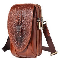 Men Leather Crocodile Grain Waist Bag small Shoulder Bags Purse Hip Bum Cell Phone Case Hook Belt Fanny Cross Body Pack