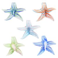 5pc Handmade Lampwork Pendants, Starfish/Sea Stars, 57mm wide, 55mm long, hole: 7mm