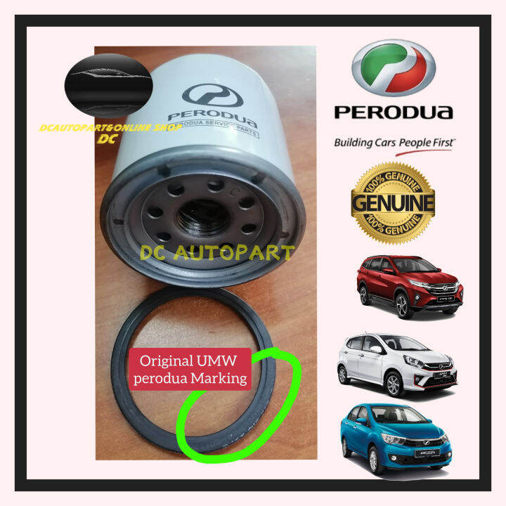 100 Original Perodua Oil Filter Myvi D20 2018 Alza 2019 Aruz Axia Bezza 15601 00r02 Lazada 9735