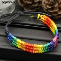 Thick Brazilian Nepal Rainbow Lesbian LGBT Pride Gay Pride Woven Braided Rope String Strand Friendship Bracelet Replacement Parts