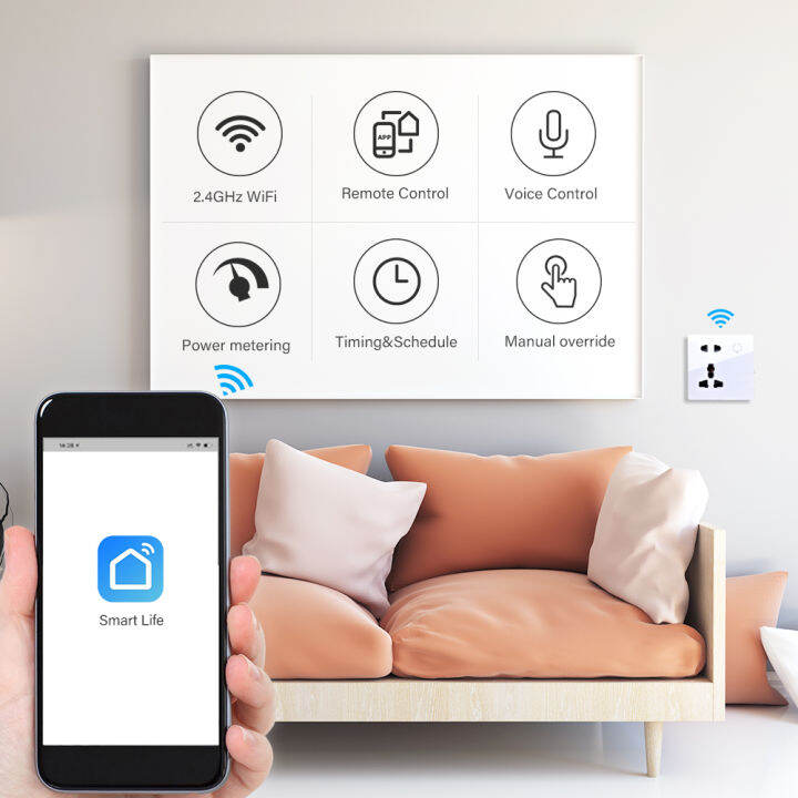 สมาร์ท-wifi-ผนังซ็อกเก็ตสหราชอาณาจักร-un-สวิทช์สัมผัสแผงกระจกบ้านเต้าเสียบไฟฟ้าการควบคุมระยะไกลไร้สาย-alexa