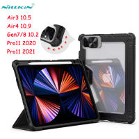 Nillkin สไลด์ กล้อง เคส สำหรับ iPad Pro 2021/2020 11 12.9 /Gen10 2022/gen7 10.2 gen8 gen9/Air 4 10.9 Air5 mini 6 เคส กล้องแผ่นป้องกันด้านหลังพีซีชนิดแข็ง + ขอบ TPU ฝาพับแบบสมาร์ทก