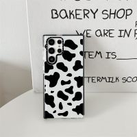 Samsung Galaxy S22 Plus S22 Ultra S21 Plus S21 Ultra S20 Ultra S20 + โทรศัพท์ Case【Cow สีดำและสีขาว Pattern】fashion INS สไตล์ TPU กันกระแทกนุ่ม Protec ฝาครอบ