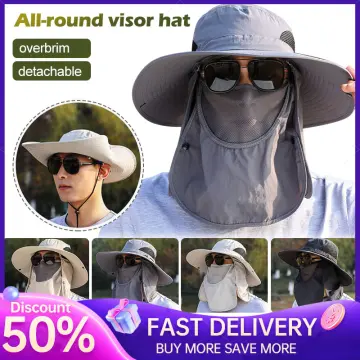 Fishing Hat Neck Flap Waterproof Full Face Cover Topi Penutup Anti Mosquito  Ikan Topi MeMancing Nelayan UV protection 钓鱼防晒帽 野外太阳帽 遮阳帽 夏季脖子遮阳 渔夫帽  户外渔夫帽男女 战术帽子