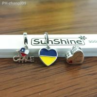 New 925 Sterling Silver LOVE Heart Ukrainian USA Chile Flag Dangle Charms Fit Original Bracelet Bangle DIY Jewelry Making