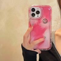 Casing ponsel lembut senyum lucu cat Air casing penutup bantalan udara untuk iPhone 14 13 11 12 Pro Max iPhone XS Max XR X 14 Plus 7 8 6 SE