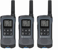 Motorola Solutions, Portable FRS, T200TP, Talkabout, Two-Way Radios, Rechargeable, 22 Channel, 20 Mile, Dark Gray, 3 Pack