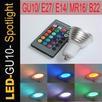 【♘COD Free Cas♘】 zao063669 สปอตไลท์ Rgb หลอดไฟ Led 5W Gu10 E27 B22 Mr16 16โคมไฟเปลี่ยนสีได้85-265V สำหรับด้วยรีโมท Ir ในบ้าน Led สปอตไลท์1ชิ้น