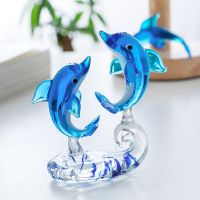 Crystal Dolphin Figurine Glass Lovely Sea Animal Ornament Home Table Statue Decor Fish Tank Craft Paperweight Kid Christmas Gift