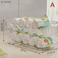 ET CITYS โซดากลิ้งสามารถจัดระเบียบสำหรับตู้เย็นเครื่องจ่ายเครื่องดื่ม8.46in 2ชั้นแบบปรับขนาดได้สำหรับตู้เย็นที่เก็บเบียร์กระป๋องอาหารกระป๋อง